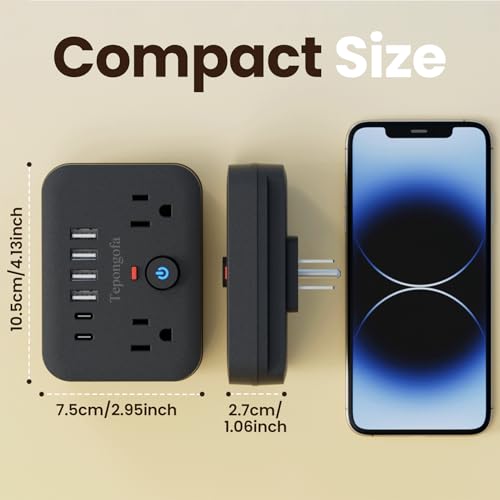 Protector Eléctrico Tepongofa con 2 Tomas, 4 Puertos USB (2 USB C), 8 Salidas en Total miniatura 5