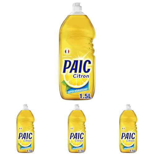 PAIC - Liquide Vaisselle Paic Citron Super Dégraissant - Nettoie - Dégraisse - Élimine les mauvaises odeurs - 1.5L (Lot de 4)