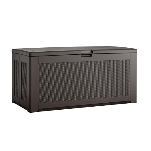 Image of Rubbermaid Extra Large Resin Outdoor Storage Deck Box (134 Gal), Weather Resistant, Brown, Deck Organization for Home /Backyard /Pool Chemicals /Toys /Garden Tools /Porch /Patio Cushions