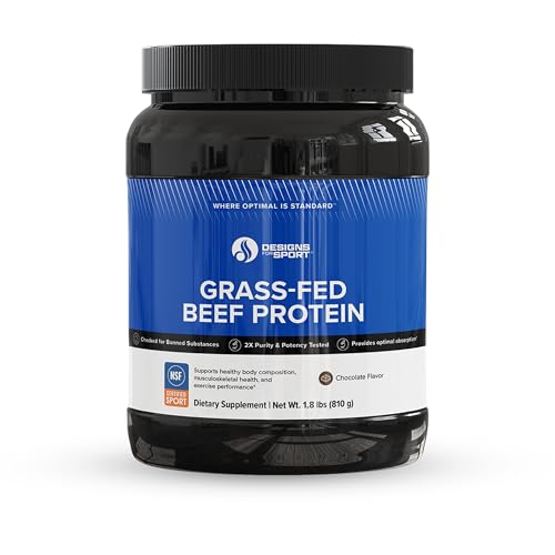 Designs for Sport Beef Protein Powder - NSF Certified for Sport Hydrolyzed Protein - Highly Absorbable with Amino Acids, Collagen Precursors - Bone Broth Protein for Athletes (Chocolate, 30 Servings)