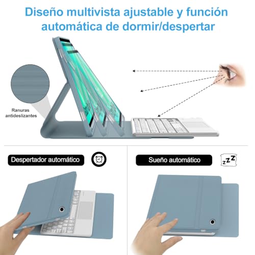 Funda Teclado para Samsung Tab A11 Plus IVEOPPE Ñ en Azul Gris 6