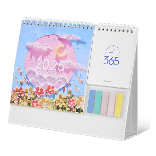 Beavorty 2025 Calendario de Escritorio Calendario de Almohadilla Calendario volteado Papel