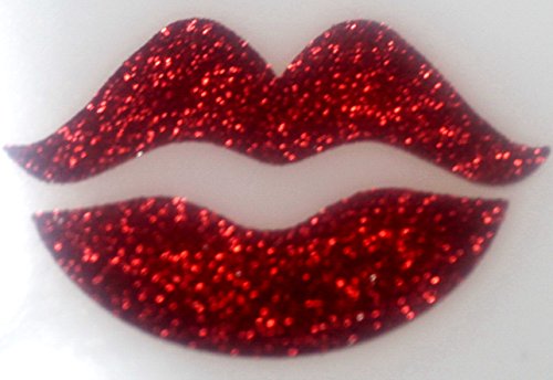 Boca – levres- Lips – HotFix termoadhesiva 6 x 4 cm rojo Glitter Bling purpurina