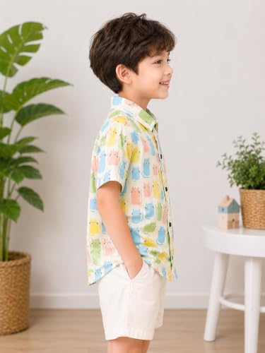 Image of RICH COPPER Fashionable Cotton Printed Half Sleeve Casual Shirt for Men Featuring Lightweight Fabric and Modern Design