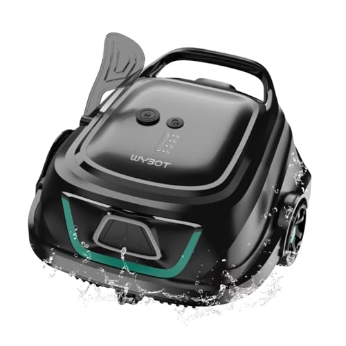 WYBOT Aspirador de Piscina inalámbrico, Tiempo de Funcionamiento de 120 Minutos, Carga rápida de 2,5 Horas, Sistema de filtrado Doble, para Piscinas de Suelo Plano,Verde Oscuro