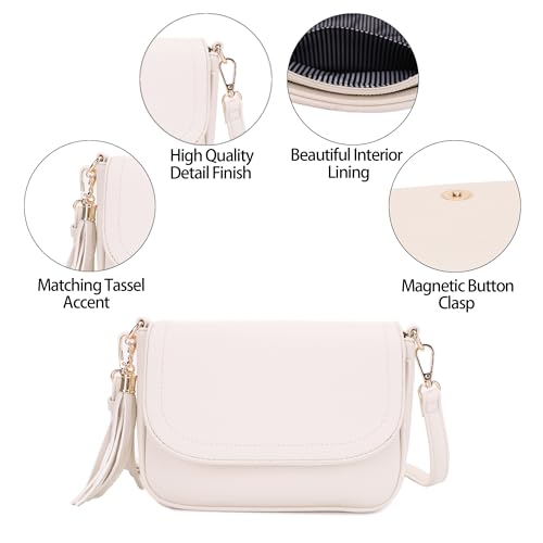 Image of EVVE Small Crossbody Bags for Women Trendy Flap Saddle Purses with Tassel Vegan leather Shoulder bag