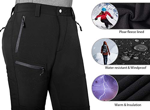 Hiauspor Snow-Ski-Pants-Women-Fleece-Lined Insulated Water Resistance Outdoor Winter Hiking Pant Snowboarding - Thumbnail 4