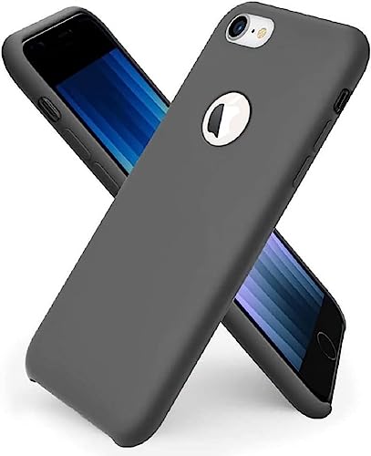 Image of VONZEE Liquid Silicone Soft Back Cover for iPhone 7 Case, Shockproof Slim Camera & Full Body Protection Non Yellowing Cover with Microfiber Lining & Logo Cut (4.7 Inch) -Grey