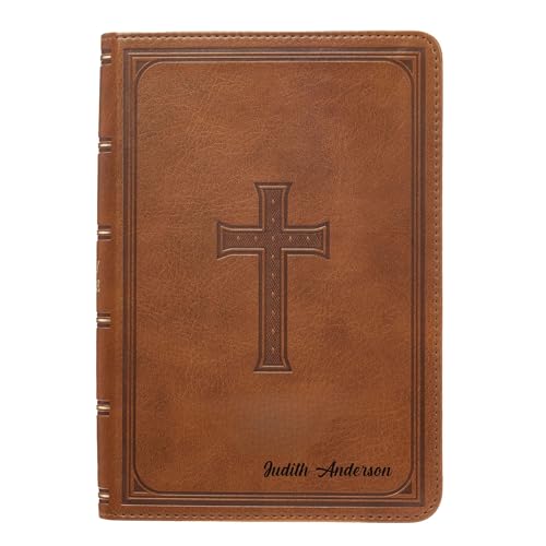 Personalized KJV Deluxe Holy Bible Honey Brown Faux Leather Medium