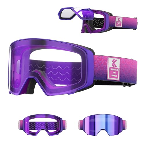 KAPVOE Óculos de esqui fotográficos OTG para homens mulheres e jovens lente absorvente magnética UV400 e design anti-embaciamento adequados para esqui snowboard compatíveis com capacete