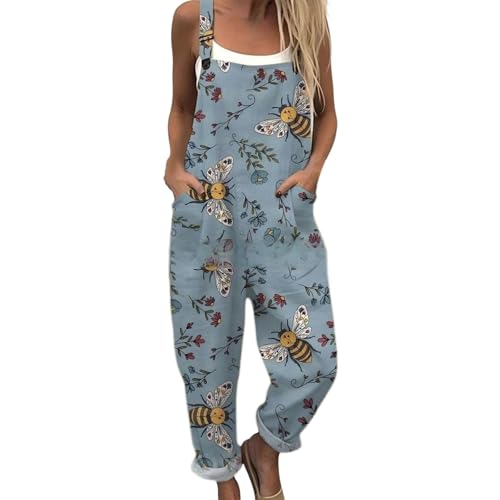Yekdmxop Mono Mujer Elegante sin Mangas con Bolsillo Bodas Trabajo Cómodos Primavera Mono Verano Fiesta Holgado Estampados Monos de Una Pieza Casual Peto Romper Casual Moda Playa Fiesta Verano