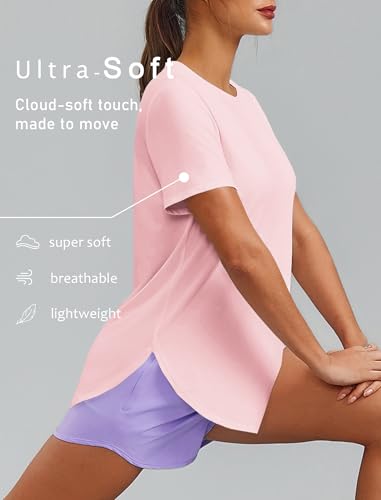 Image of PINSPARK Workout Tops for Women Short Sleeve Athletic Shirts UPF 50+ Quick Dry Running Outfits for Exercise Gym Hiking S-3XL