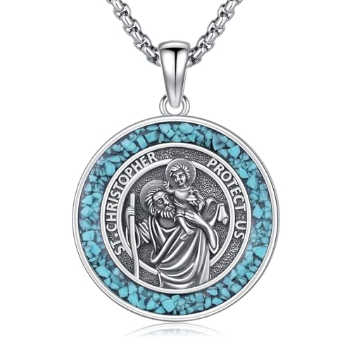 Collier Médaille Saint Patron Argent - Pendentif de Protection contre les Épreuves