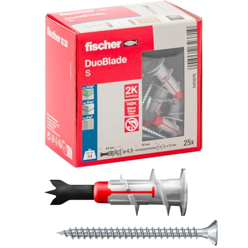 Fischer DuoBlade 20x Tasselli per Cartongesso con Vite, Autoforanti, Robusti e di Facile Montaggio, 545678