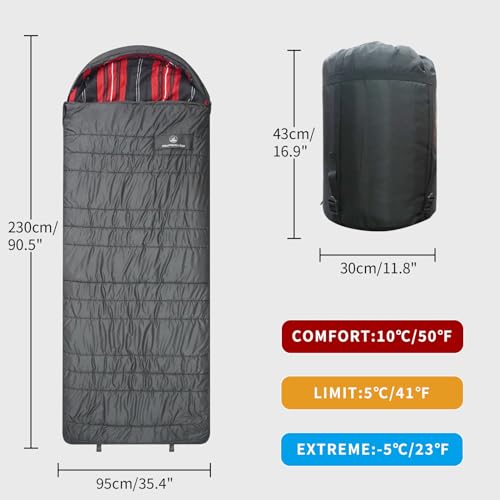 Mountainlodge Bolsas de Dormir Polycotton para Adulto, clima frío y cálido, grande con saco de compresión y resistente al agua para camping en familia, viajes y camping en auto miniatura 6