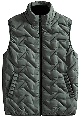 AUBIG Homme Doudoune sans Manches Ultra Légère Manteaux sans Manches Hiver Chaud Veste sans Manches Col Montant Vert 3XL Cover