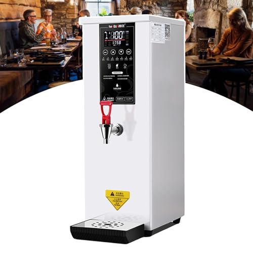 Caldera de agua caliente de 40 litros, cafetera y té de acero inoxidable con relleno automático, panel de control digital, control automático de temperatura, grifo antigoteo, urna de té caliente para