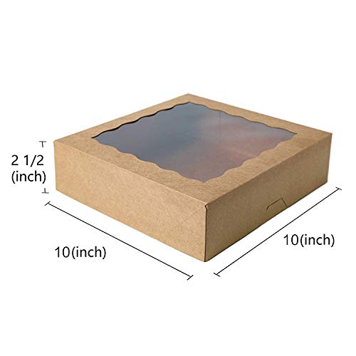 image for ONE MORE [25pcs]10inch Brown Natural Kraft Bakery Pie Boxes With PVC W