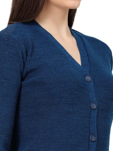 Image of Kalt Women Full Sleeves V-Neck Design Acrylic Cardigan Sweater
