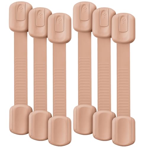 Image of Bate- Child Safety Strap Locks, 6 Pack, Light Peach, Baby Locks for Cabinets, Drawers, Kitchen, Toilet, Furniture, Fridge, Multi-Purpose, Easy Install with Quick 3M Adhesive for Childproofing