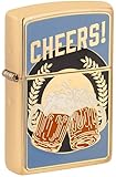 Zippo Sturmfeuerzeug - Foodie Bier, Brushed Brass, Emblem - Nachfüllbar - Wiederverwendbar - Windfestes Design - Geschenkbox - Made in USA
