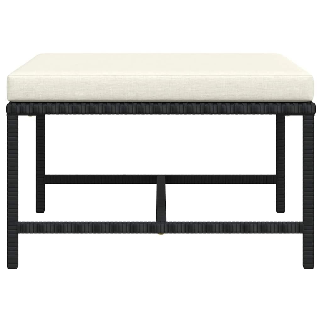 vidaXL Repose-Pied Sectionnel avec Coussin Patio Noir Résine Tressée
