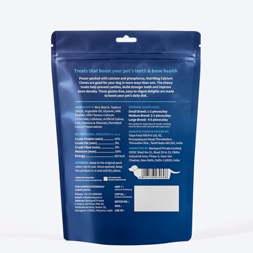 Image of Calcium Chew Bones - Milk-Flavored Dog Treats, 500 gm | Strengthens Teeth & Bones | Tasty & Nutritious Chews for All Breeds | Grain-Free, No Artificial Flavors
