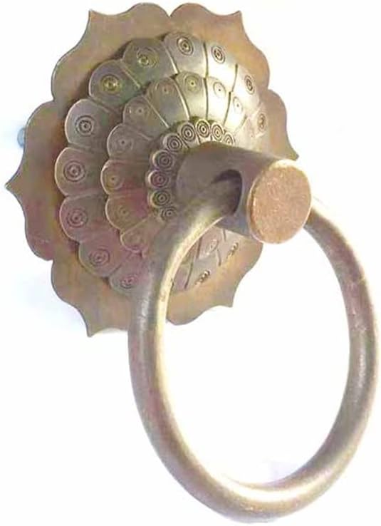 Handmade Antique Brass Door Knocker Bronze Vintage Round Pull Handle Wood Glass Gate Knobs