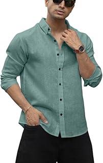 Men Solid Casual Cotton Linen Shirt