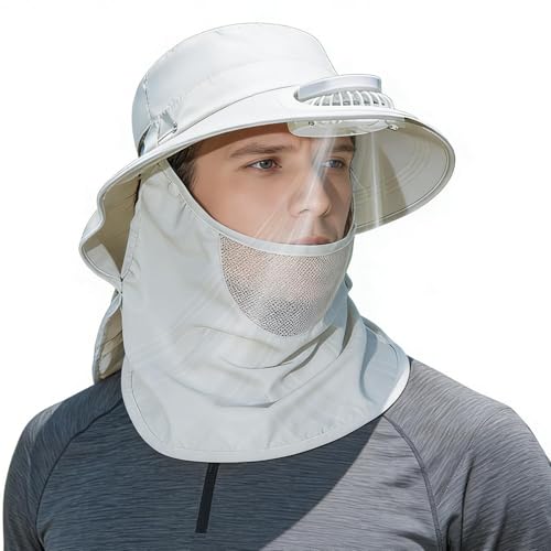 Chapeau à ventilateur pour femme anti coup de soleil et nuque protégée