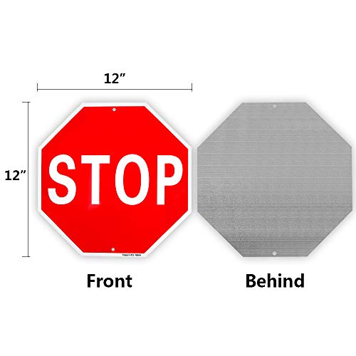 Enjoyist 2 Pack Stop Sign 12"x 12" 40 Mil Rust Free Aluminum – Reflective, UV Protected and Weatherproof
