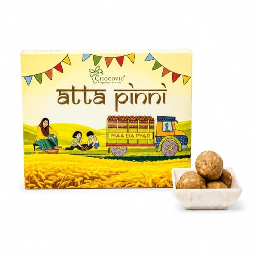 Image of Chocovic Atta Pinni - 450 g Eco Box, Traditional Punjabi Wheat Pinni Sweet, Authentic Indian Mithai Dessert