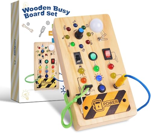 Yitical Montessori Giochi Bambini 1 Anno 2 3 Anni, Busy Board per attività in Legno Gioco con 8 Interruttori 15 Luci a LED, Regalo Bambino 1 Anno Yitical Montessori Giochi Bambini 1 Anno 2 3 Anni, Busy Board per attività in Legno Gioco con 8 Interruttori 15 Luci a LED, Regalo Bambino 1 Anno