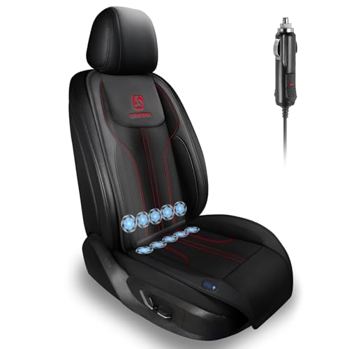 COTHERIXA Cooling Car Seat Cushion Front Seat,12V&24V Cooling Seat Cover for Cars with 10 Fans,Rapid Cooling with Automatic Start and Pause Seat Cushion (Black)