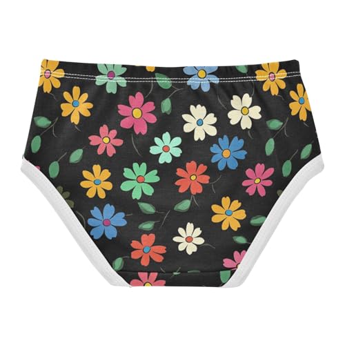 Wusikd Colorful Flower Girls' Underwear Cotton Black Girls Briefs Soft Toddler Underwear 2T2
