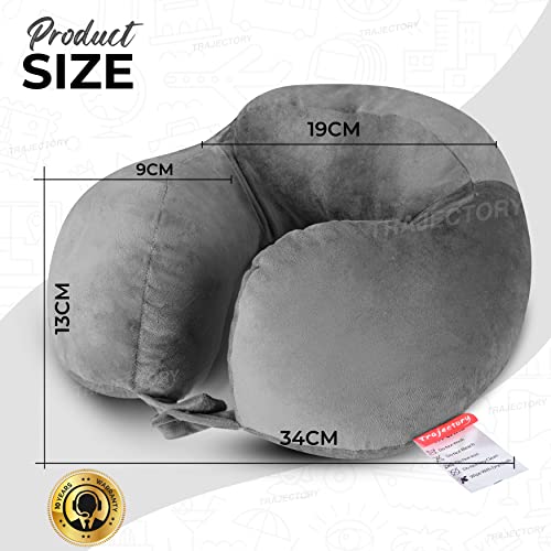 Image of Trajectory Rover Grey Neck Pillow Rest Cushion with Soft Velvet Eye mask and Carry Bag for Travel in Flight car Train Airplane with 2 Years Warranty for Sleeping for Men and Women