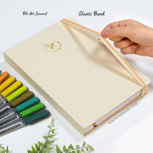 Image of NEORAH - B5 - ART JOURNAL | 200Gsm Dotgrid Notebook |160 Pages(25.0 x 17.5 cm) | Lay Flat |Hard Cover Bullet - Journal | 3 Bookmarks |Elastic Closure | Inner BackPocket | Ideal- Bujo,Art (AFTER GLOW)