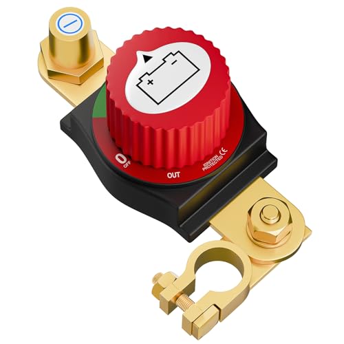 Aikyciu Top Post Battery Disconnect Switch, 12-48V Heavy-Duty Battery Kill