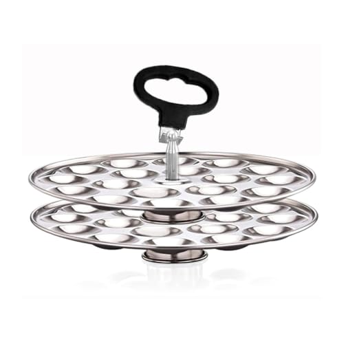 Image of Stainless Steel Mini Idli Maker | Mini Idli Stand | Small Idli Maker With Rod and Lifter (2 Plates - 36 Idlies) Fits in all Idli cooker