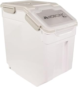 Mobiclinic , Dog Food Storage Container, 8 Kg / 20L, Pet Food Storage Box Dry with Scoop and Measuring Cup, Hermetic Seal Bin, With Wheel, Transparent Window, Preservation of Freshness and Quality