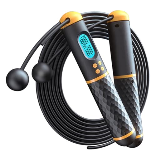 Corde à sauter lestée Alipis jaune et noir ajustable pour fitness à la maison