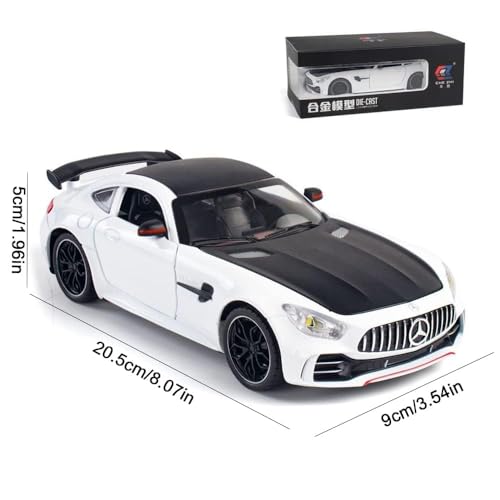 Image of Invite Enterprise Exquisite Car Model 1:24 Mrcedes Benz Amg Gtr Toy Cars Model Car, Zinc Alloy Pull Back Toy Car With Sound And Light For Kids Boy Girl Gift (1:24 Amg Gtr - White)