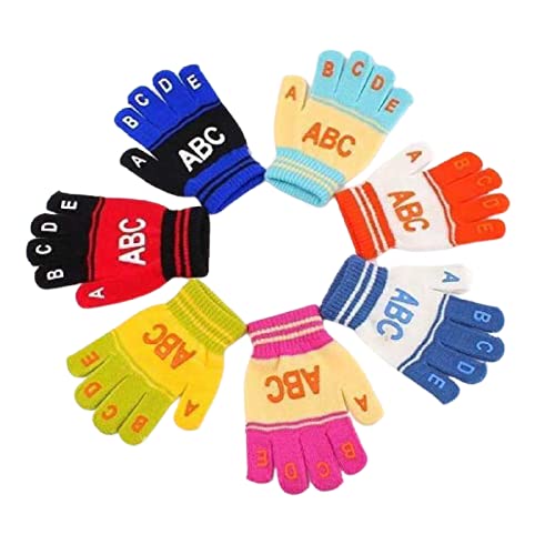 Brats N Beauty - Boys & Girls Alphabet (ABCDE) Multicolor (Assorted - 3 Pair) Woolen Gloves 3-4 Year Kids