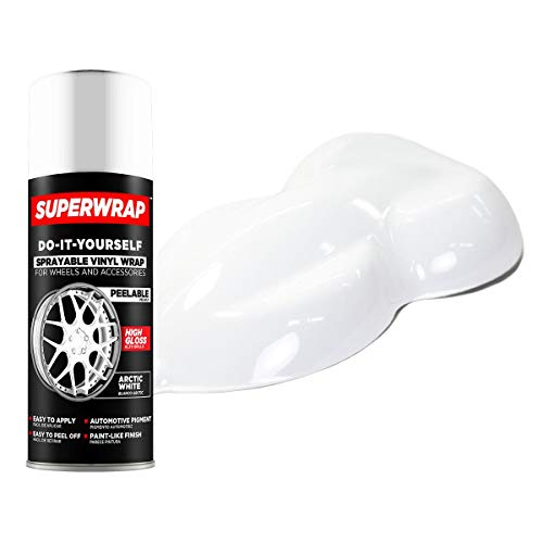 Superwrap Sprayable Vinyl Wrap for Wheels & Accessories - 11oz Spray Can/Paint - High Gloss - Arctic White
