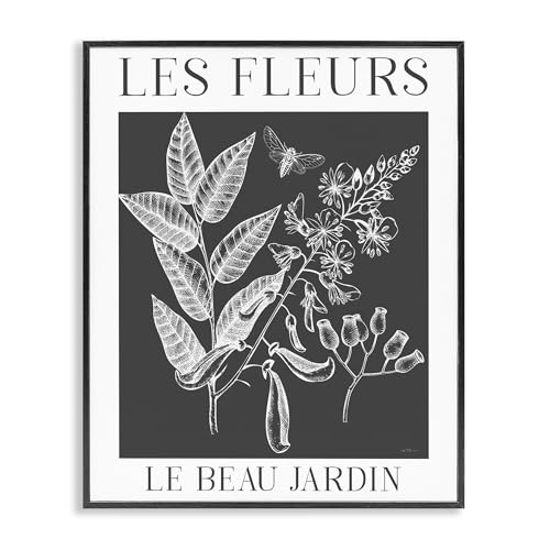 Stupell Industries 'Les Fleurs Black & White Contour'�A�z����W�[�N���[�A�[�g�A�u���b�N�A40.5 x 20�C���`�A�|���₷�����A�č����ALux + Me Designs