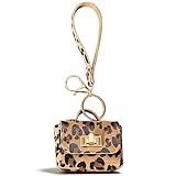 WSTWYC leopard print keychain for Women，fashion Leopard Print Small Bag Shape Key Chain Rings Charms Bagchain Keyring (light brown)