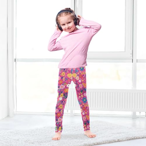 Butterfly Rainbows Flower Girls Leggings Kids Yoga Pants Dance Active Tights 4T4