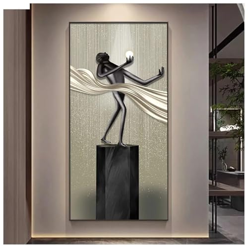 Tableau sur toile de statue en pierre 80x160 cm pour decoration murale de salon