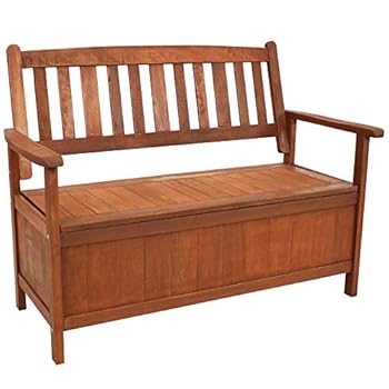 Alternative view of Sunnydaze Decor Meranti Wood 2-Seat Outdoor Storage Bench with Teak Oil Finish