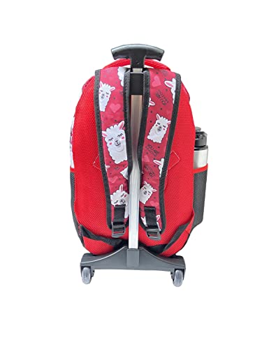 Mochila de Rodinhas Escolar Juvenil Feminina Lhamas